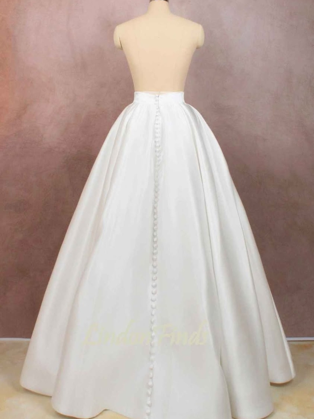 Elegant White Ball Gown Skirt with Button-Back Detail
